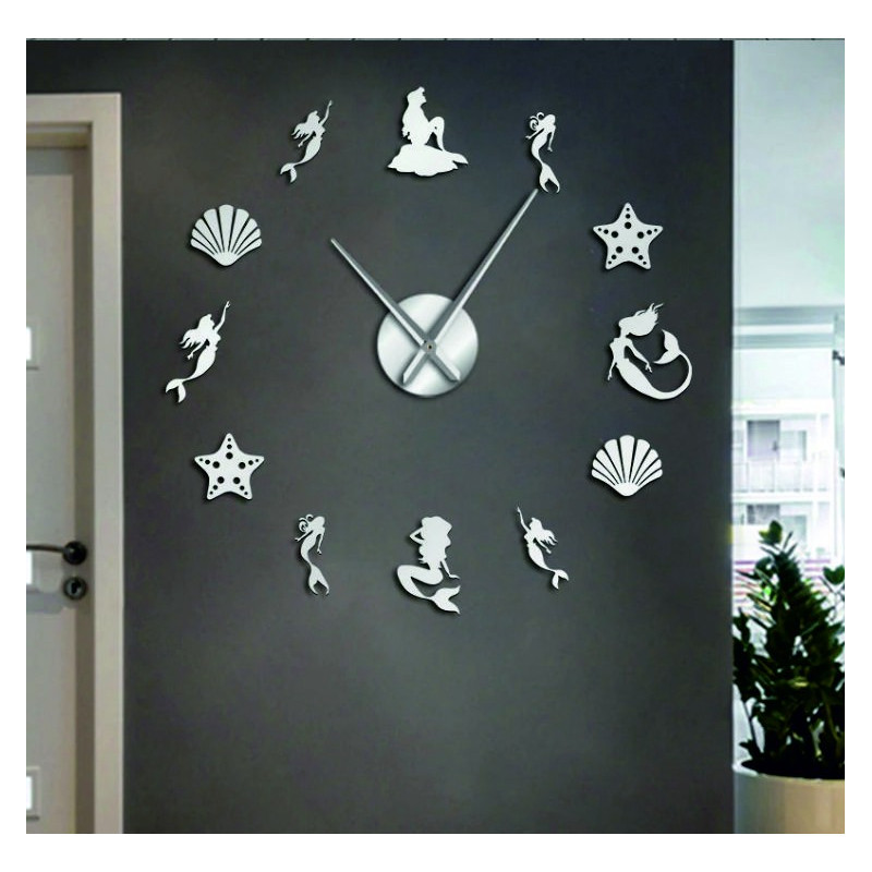 Spiegel Wanduhr Fantasy Meerjungfrau