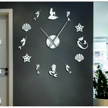 Spiegel Wanduhr Fantasy Meerjungfrau