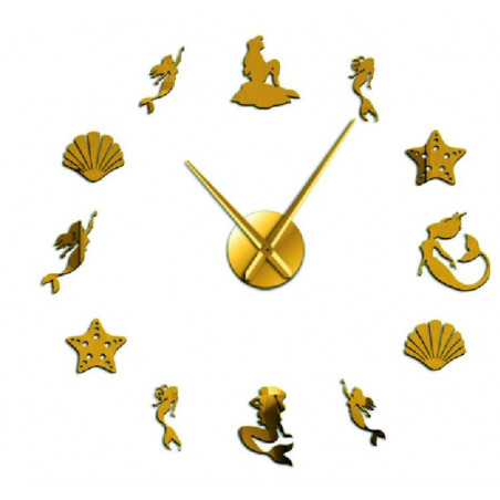 Spiegel Wanduhr Fantasy Meerjungfrau