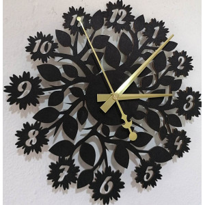 Sentop - Wanduhr aus Holzsperrholz Blumen PR0343 und schwarz