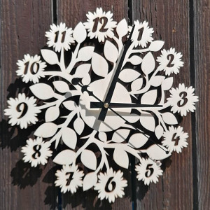 Original Uhr mit Zahlen, Blumen - DVANASKRAS