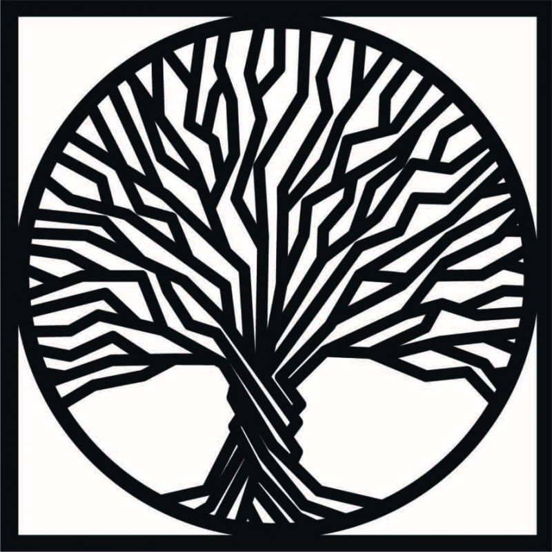 Holzwandbild Baum im Rahmen