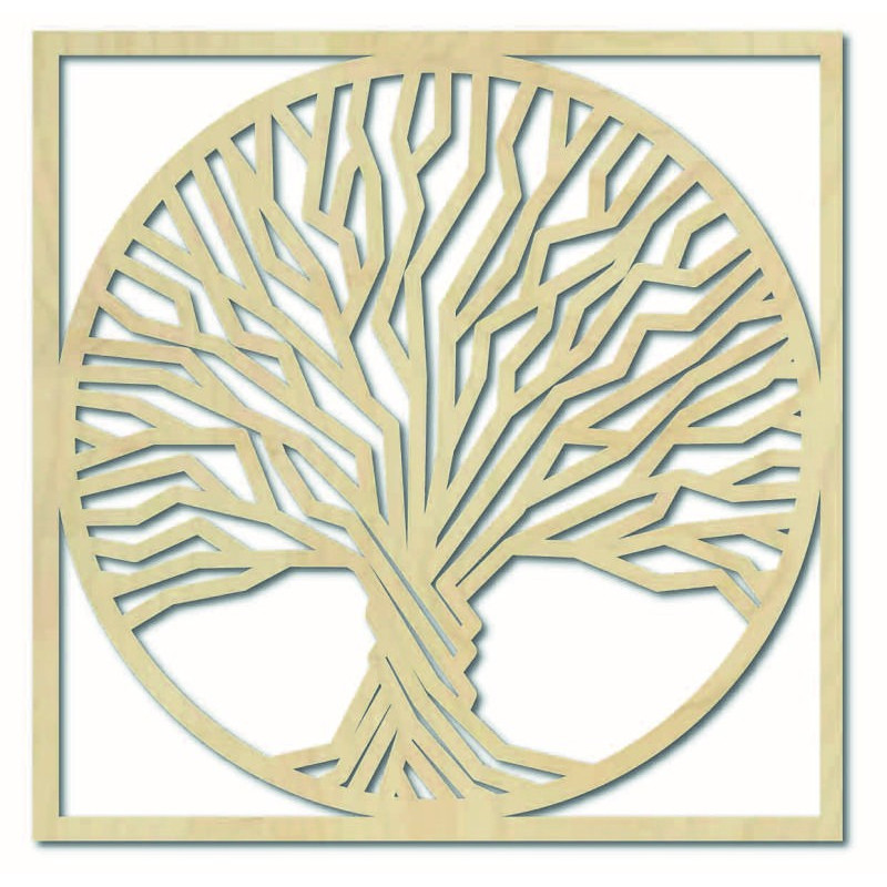 Holzwandbild Baum im Rahmen