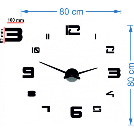 Klebespiegel-Wanduhr PROFI CLOCK 3D