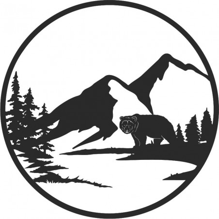 Hölzernes Wandbild einer Bärensilhouette - Natur - VIZZY