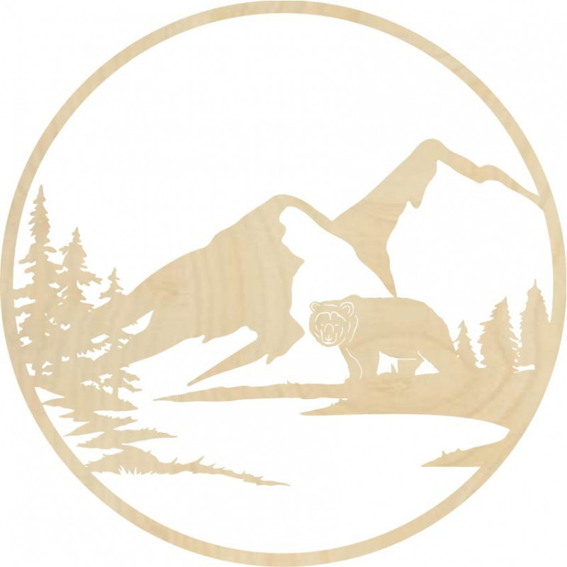 Hölzernes Wandbild einer Bärensilhouette -...