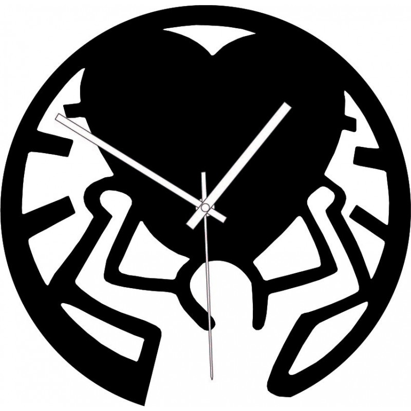 Holzuhr - Liebe auf Schultern schwarz und bunt...