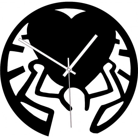 Holzuhr - Liebe auf Schultern schwarz und bunt | SENTOP PR0420