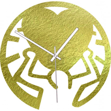 Holzuhr - Liebe auf Schultern schwarz und bunt | SENTOP PR0420