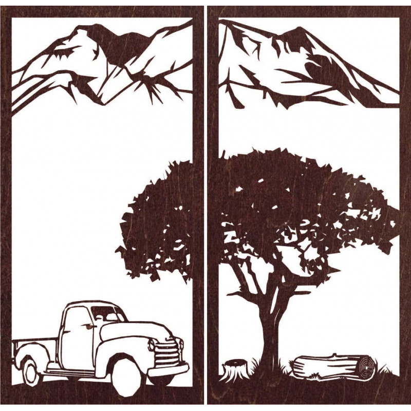 Geschnitztes zweiteiliges Wandbild Natur - BULISA