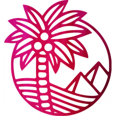 Wandbild aus Holz mit einer Palme am Strand - MALLAWI