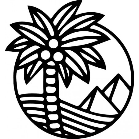 Wandbild aus Holz mit einer Palme am Strand - MALLAWI