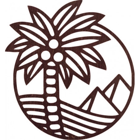 Wandbild aus Holz mit einer Palme am Strand - MALLAWI