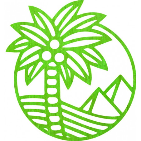 Wandbild aus Holz mit einer Palme am Strand - MALLAWI