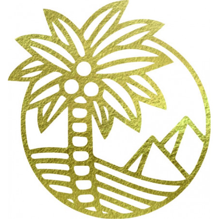 Wandbild aus Holz mit einer Palme am Strand - MALLAWI