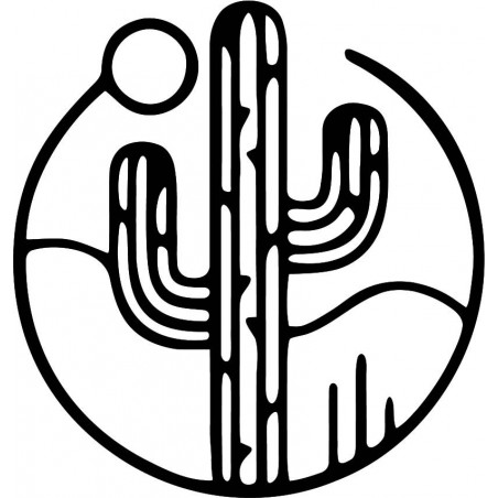 Hölzernes Wandbild eines Kaktus mit Sonne - MONK