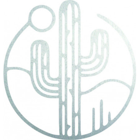 Hölzernes Wandbild eines Kaktus mit Sonne - MONK