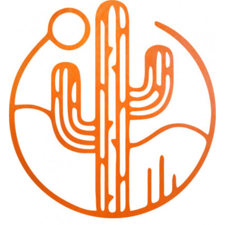 Hölzernes Wandbild eines Kaktus mit Sonne - MONK