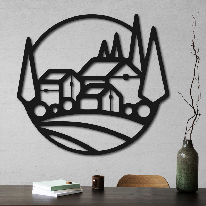 Holzbild an der Hauswand