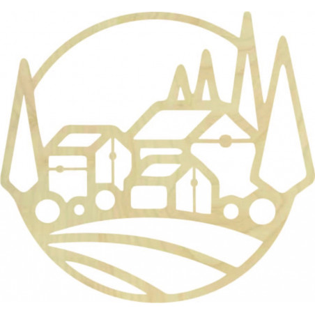 Holzbild an der Hauswand