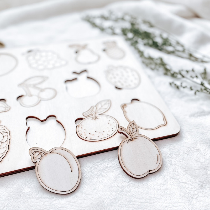 Holzeinsatz montessori für Kinder - OBST | SENTOP