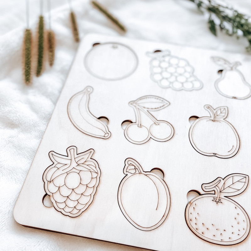 Holzeinsatz montessori für Kinder - OBST | SENTOP