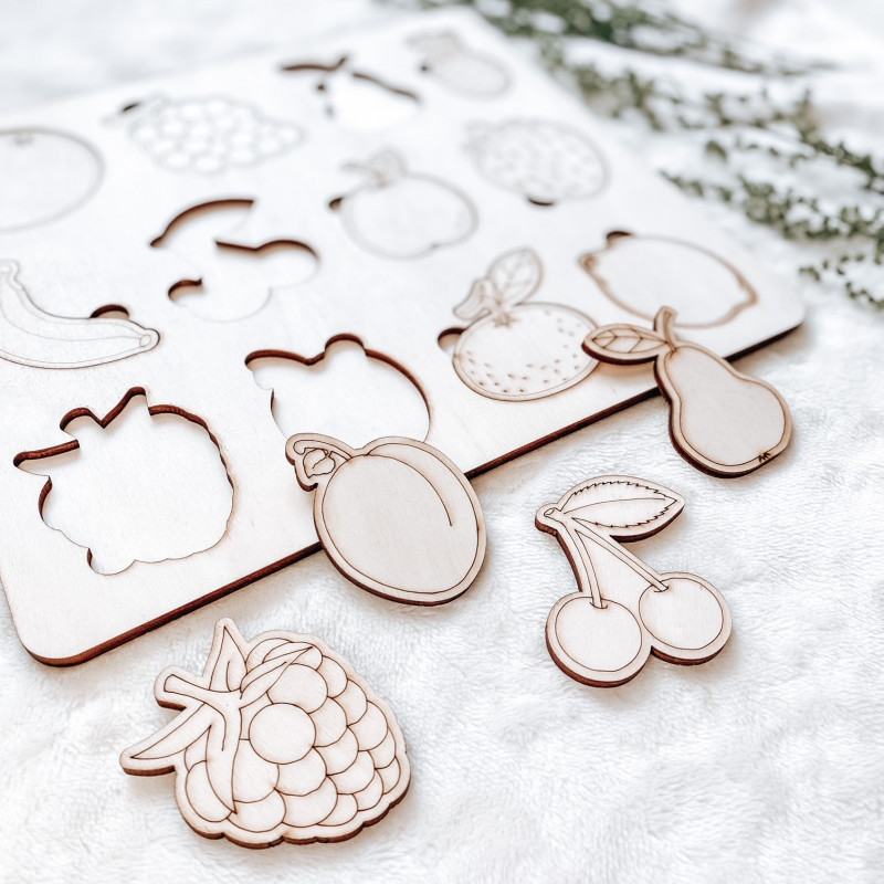 Holzeinsatz montessori für Kinder - OBST | SENTOP