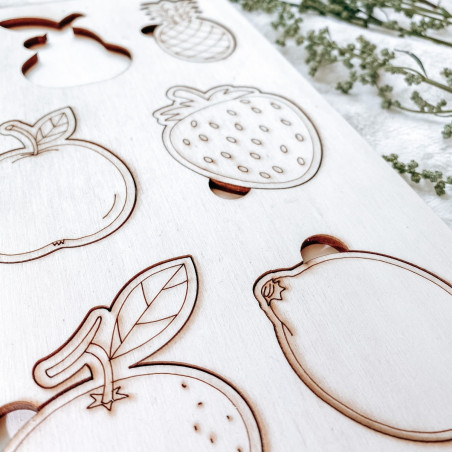 Holzeinsatz montessori für Kinder - OBST | SENTOP