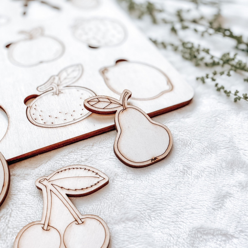 Holzeinsatz montessori für Kinder - OBST | SENTOP