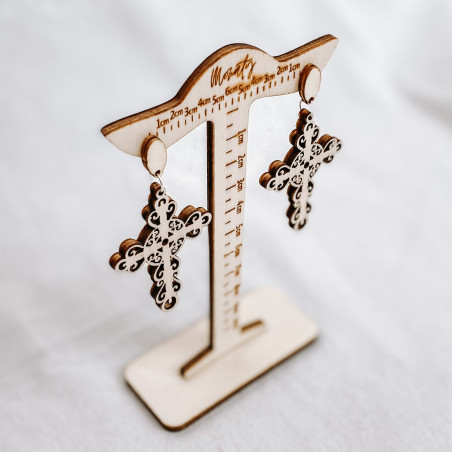 Natürlich Ohrhänger aus Holz CROSS - MONATY | SENTOP