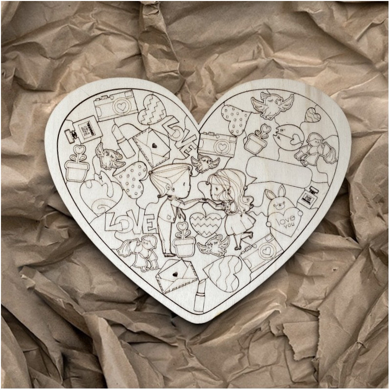 Holzpuzzle in Herzform - LIEBE | SENTOP