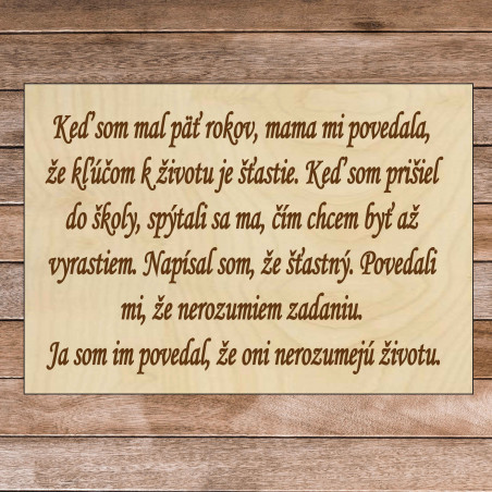 Holzschild mit dem Text - Der Schlüssel zum Leben | SENTOP