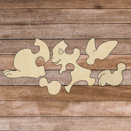 Montessori-Lernpuzzle aus Holz - Hase | SENTOP H020 Pappel