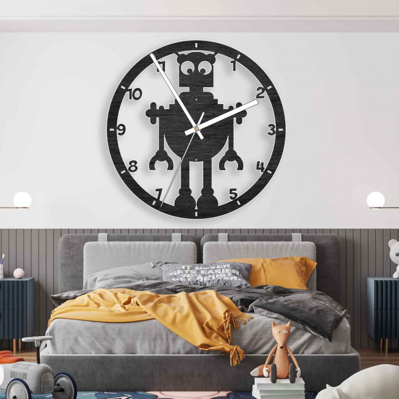 Wanduhr für Kinder mit Roboter-Motiv - MELVAR