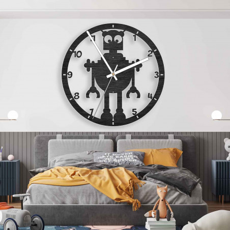 Wanduhr für Kinder mit Roboter-Motiv - MELVAR