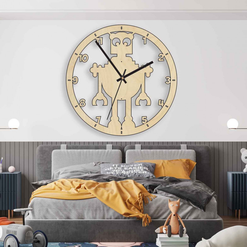 Wanduhr für Kinder mit Roboter-Motiv - MELVAR