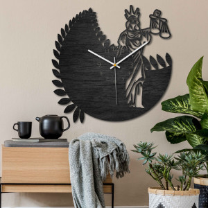 Sternzeichen-Uhr – Waage – schwarz und natur