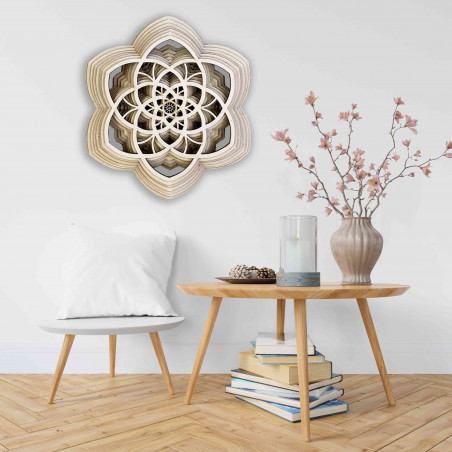 Holzmandala Harmonie aus mehreren Schichten bis 90 x 100 cm