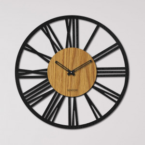 Wanduhr mit römischen Ziffern, Eichenholz 2