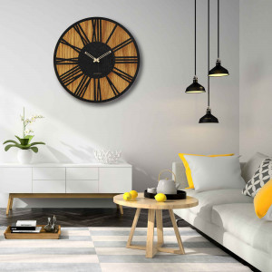Moderne Wanduhr aus Holz mit minimalistischem geometrischem Design 2