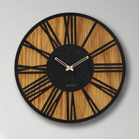 Moderne Wanduhr aus Holz mit minimalistischem geometrischem Design