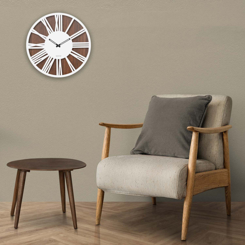 Wanduhr aus Holz römische Ziffern - Wenge Nuss