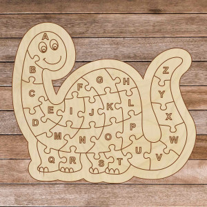 Holzpuzzle für Kinder - Dinosaurier und Alphabet A-ZET 26... 2