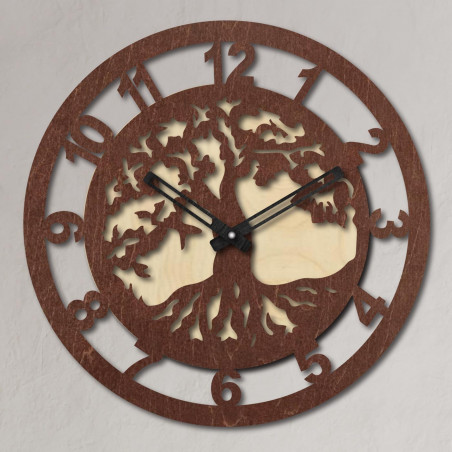 Wanduhr mit Baum und arabischen Ziffern - ALECHELY