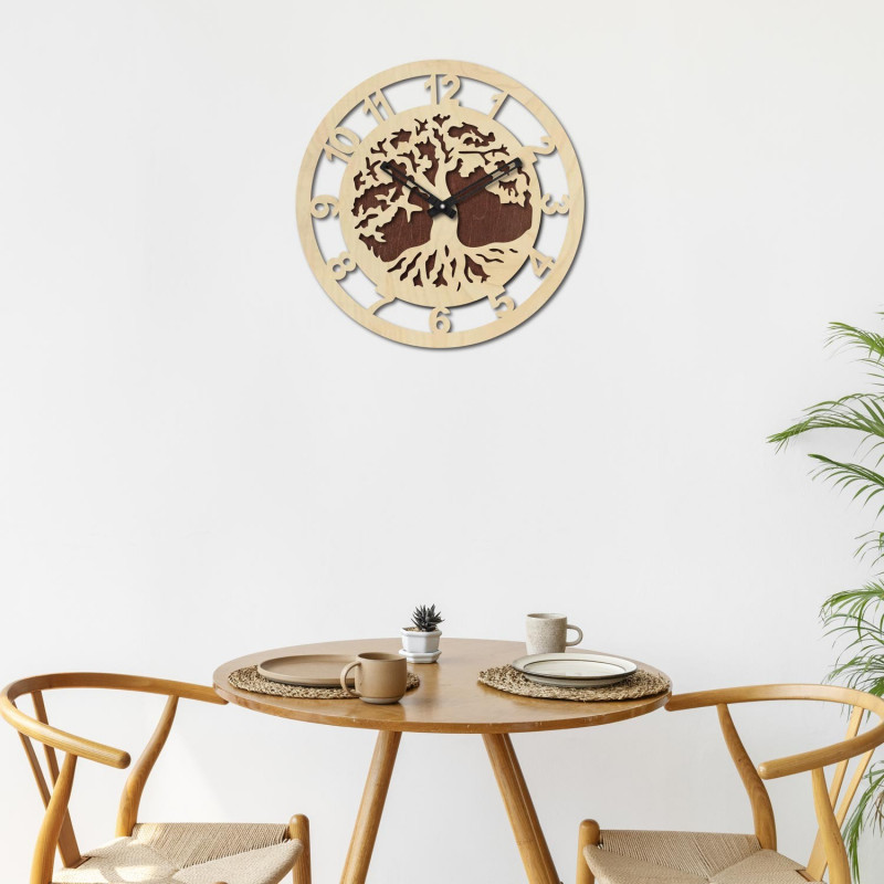 Wanduhr mit Baum und arabischen Ziffern - ALECHELY