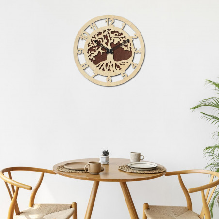 Wanduhr mit Baum und arabischen Ziffern - ALECHELY