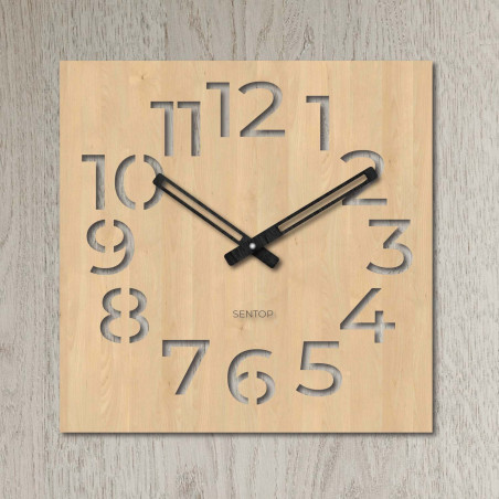 Stilvolle Wanduhr aus Holz für Wohnzimmer und Büro. Moderne Holzuhr mit klarem und elegantem Design.