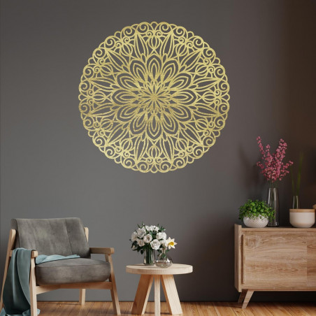 Elegantes Holzmandala an der Wand - SOFIS