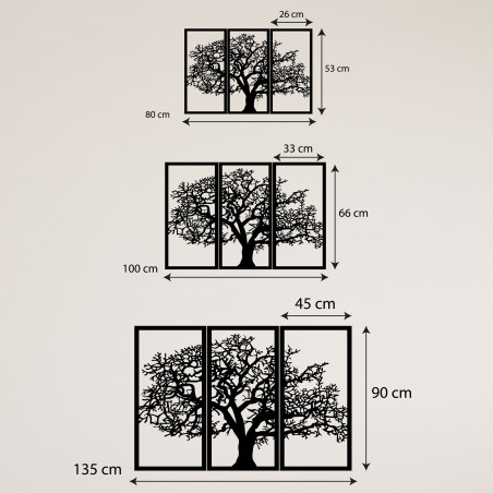 Wandbild „Baum des Lebens“ aus Holz: 3-teiliges Set