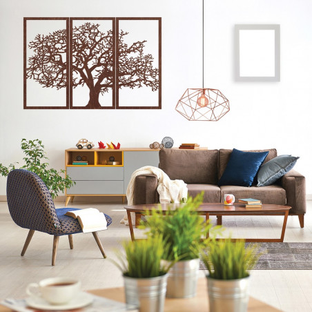 Wandbild „Baum des Lebens“ aus Holz: 3-teiliges Set